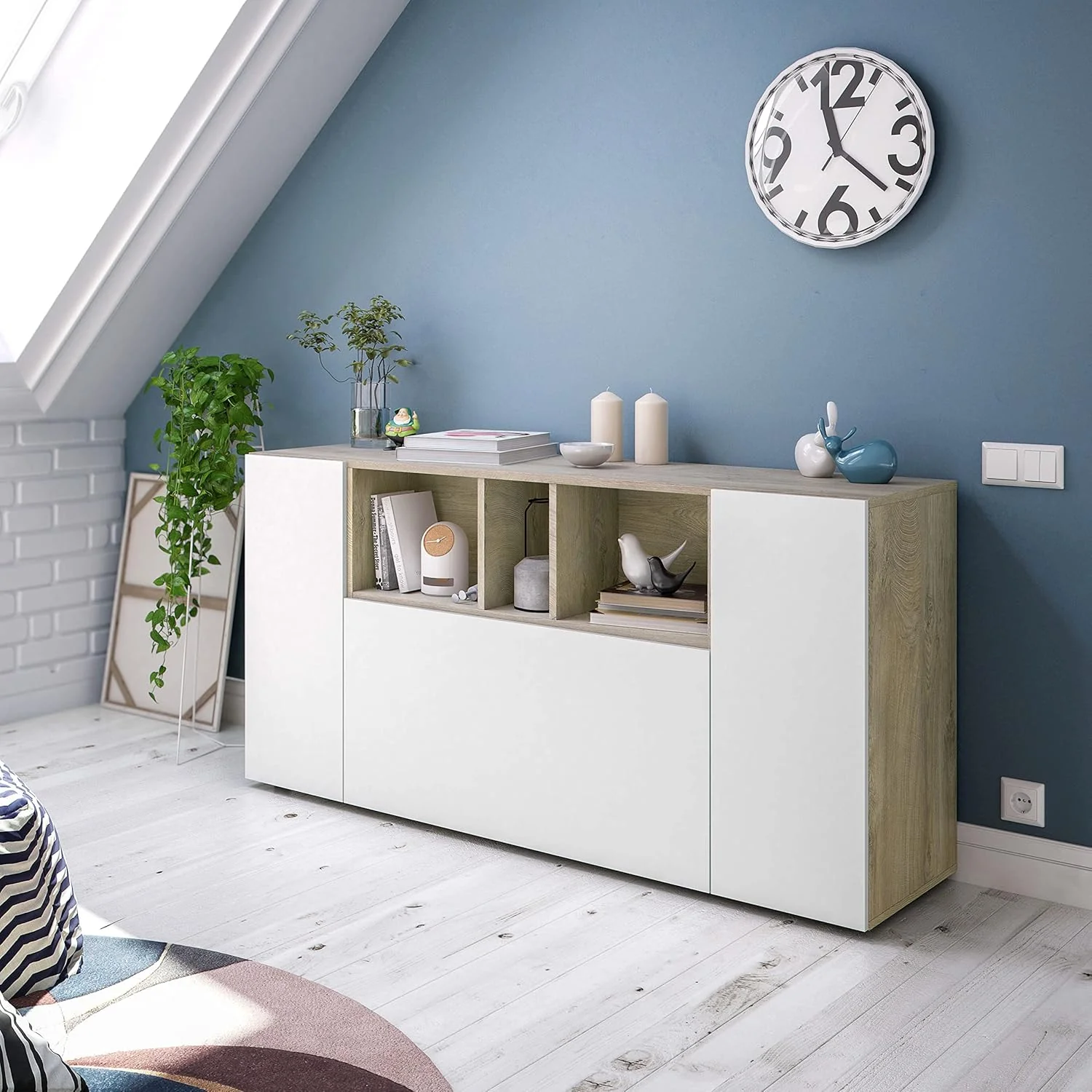 Credenza nordica Loira in rovere Alaska e bianco – Moderna e funzionale - Image 8