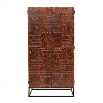 Mobile Daren: Wengé, Ante in Legno di Mango, Struttura in Ferro, cm 96x56x186 - Image 4