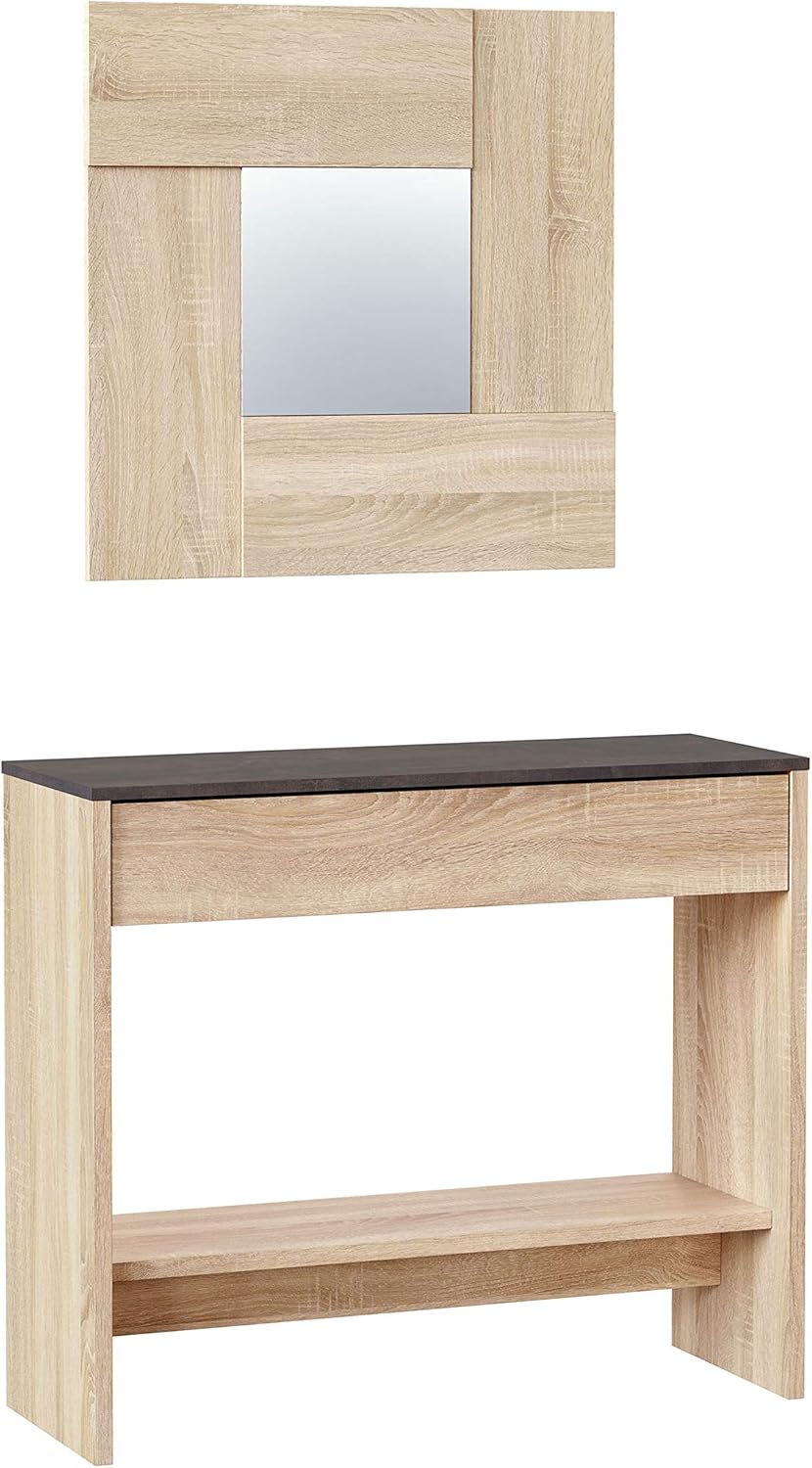 Mobile Ingresso con Cassetto e Specchio Oxys Rovere e Ossido - Image 3