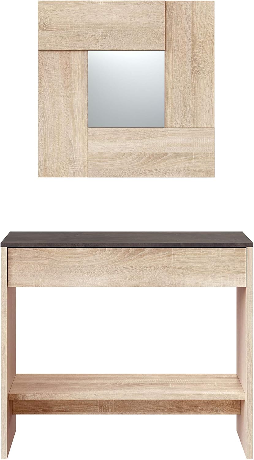 Mobile Ingresso con Cassetto e Specchio Oxys Rovere e Ossido - Image 7