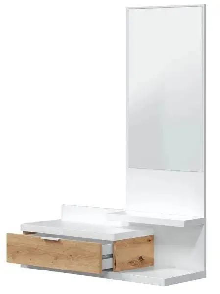 Mobile ingresso sospeso con specchio rovere nodi-bianco - Image 3