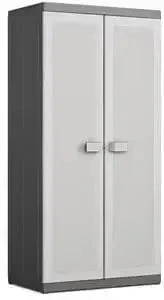 Armadio in Resina Alto con Vano Portascope e Ripiani Regolabili, Bitono Grigio - 89x54x182 cm - Image 3