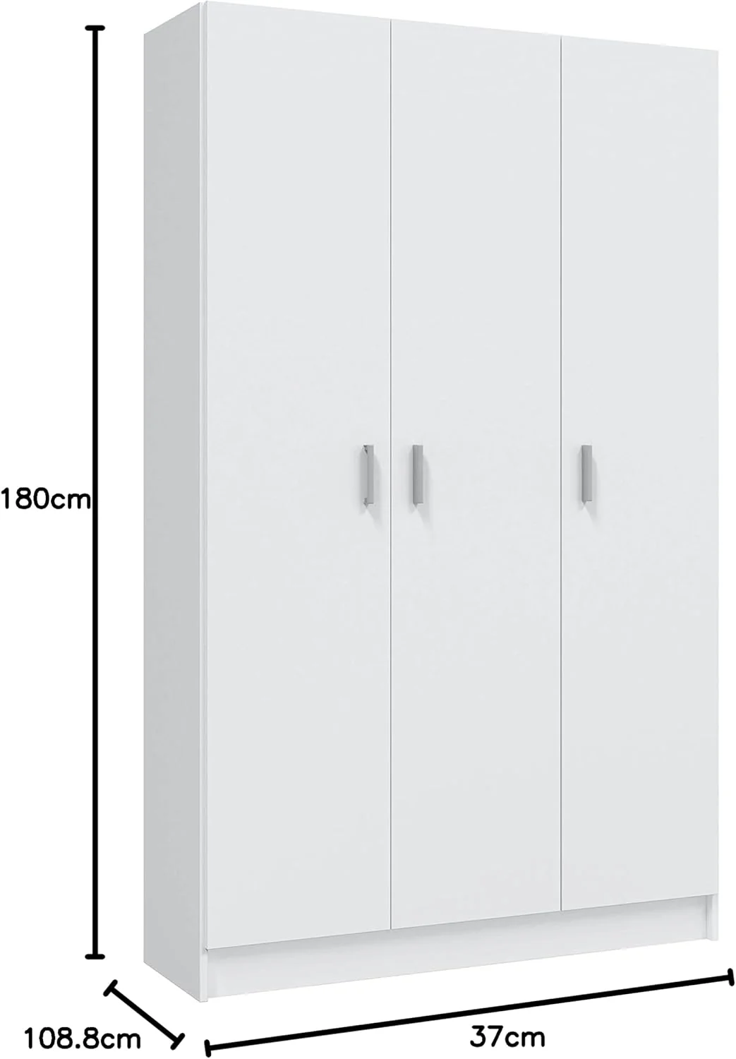 Guardaroba Portascope 3 Ante L109xH180xP37 in Melaminico Bianco - Image 4