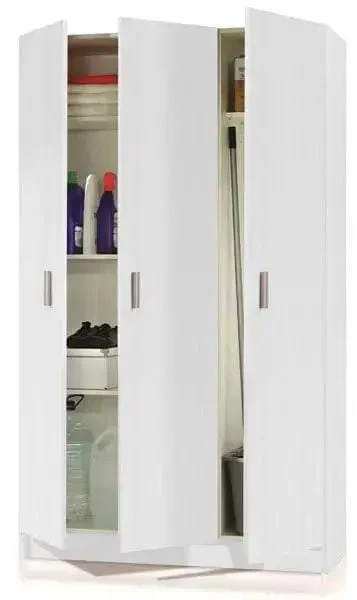 Guardaroba Portascope 3 Ante L109xH180xP37 in Melaminico Bianco - Image 7