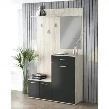 Mobile per Entrata Smeraldo Pino Chiaro e Antracite, cm 115x35x197 - Image 2