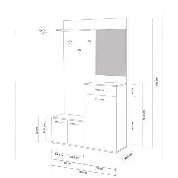 Mobile per Entrata Smeraldo Pino Chiaro e Antracite, cm 115x35x197 - Image 3