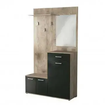 Mobile per Entrata Smeraldo Rovere Chiaro e Antracite, cm 115x35x197