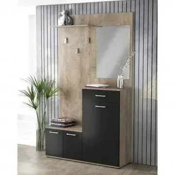 Mobile per Entrata Smeraldo Rovere Chiaro e Antracite, cm 115x35x197 - Image 2