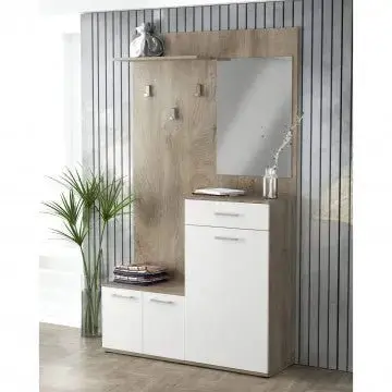 Mobile per Entrata Smeraldo Rovere Chiaro e Bianco, cm 115x35x197 - Image 2
