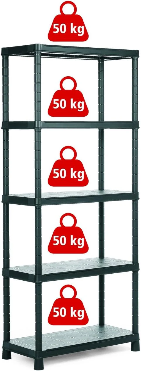Scaffale mobile plus in resina con 5 ripiani rinforzati 80x40x187h - Image 2