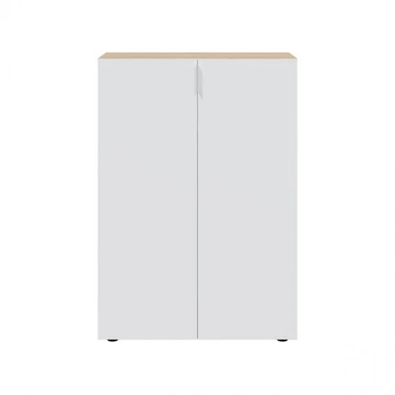 Scarpiera Portascarpe Maxi con 2 Ante e 6 Ripiani in Legno Rovere e Bianco - Image 2