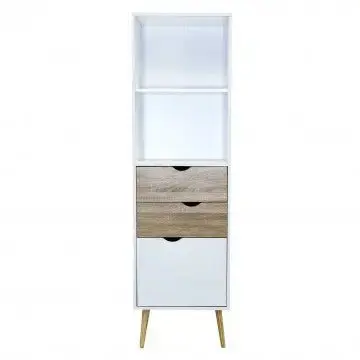 Mobile Sheldon: Legno Bianco e Naturale, cm 50x39x171 - Image 2