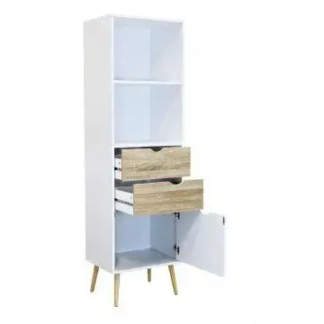 Mobile Sheldon: Legno Bianco e Naturale, cm 50x39x171 - Image 3