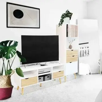 Mobile Sheldon: Legno Bianco e Naturale, cm 50x39x171 - Image 4