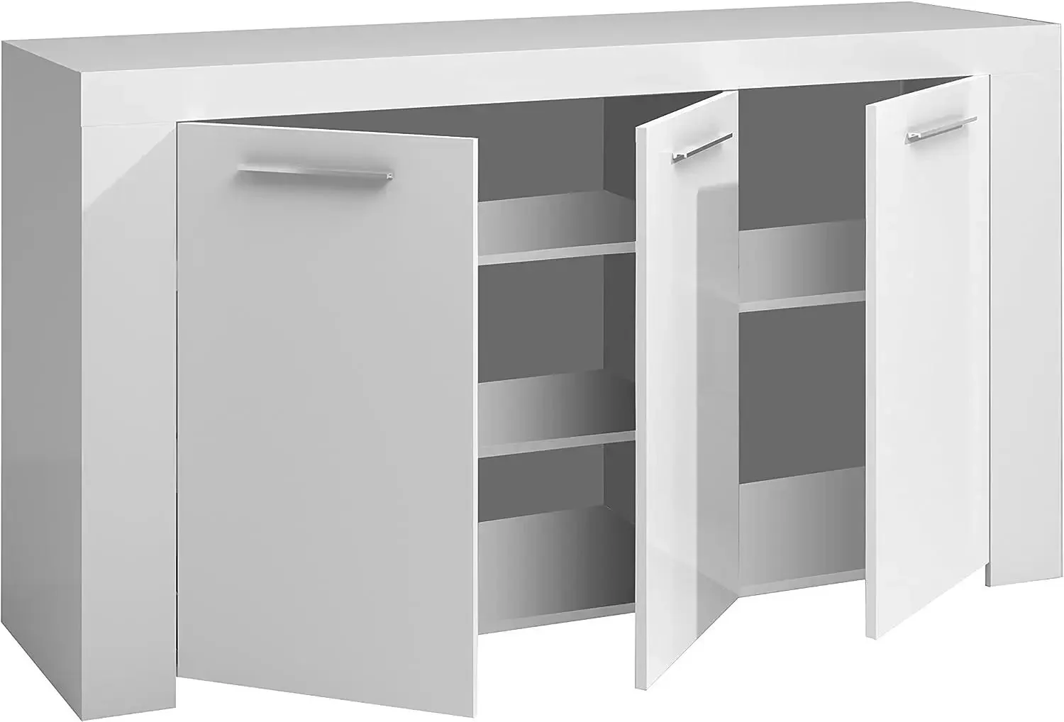 Mobile Base L144 x P42 x H80 cm Bianco Opaco con Ripiani Interni - Image 3