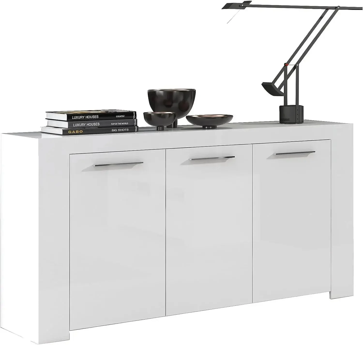 Mobile Base L144 x P42 x H80 cm Bianco Opaco con Ripiani Interni - Image 6