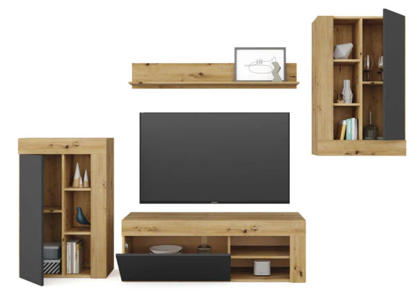 Mobile Soggiorno Leo in Rovere Nodi/Bianco Artik 260x41x103h - Image 2