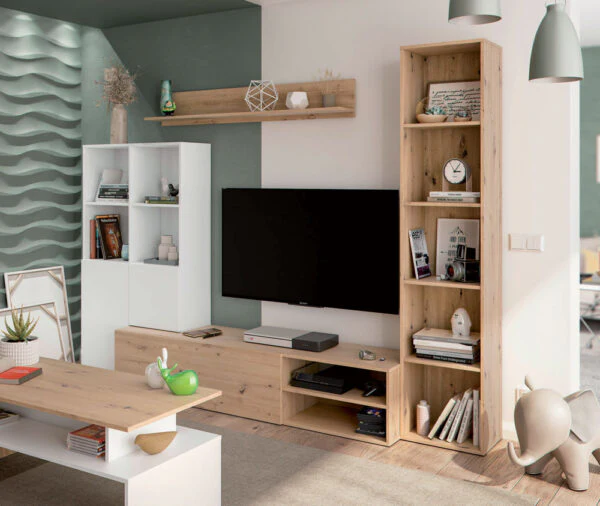 Mobile soggiorno Lyra rovere nodi-bianco artik cm 241x41x180h - Image 2