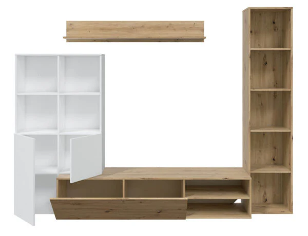 Mobile soggiorno Lyra rovere nodi-bianco artik cm 241x41x180h - Image 3