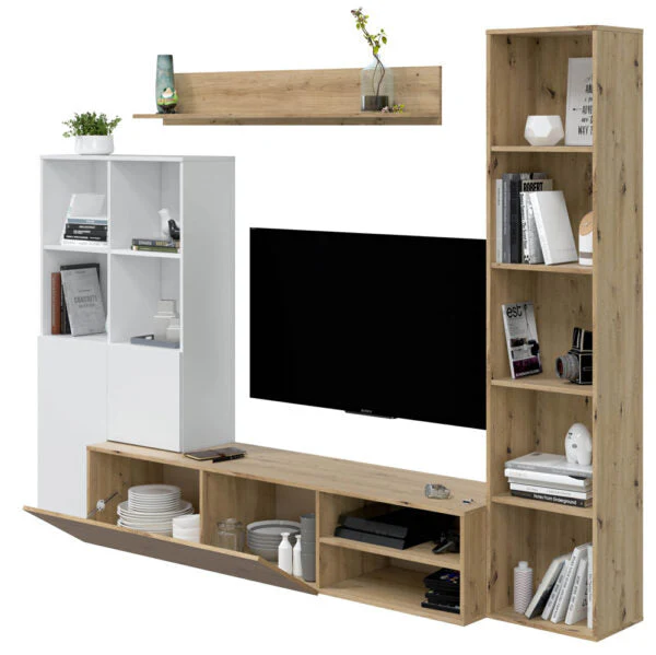 Mobile soggiorno Lyra rovere nodi-bianco artik cm 241x41x180h - Image 4