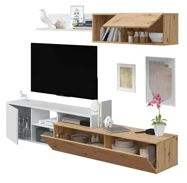 Mobile soggiorno TV 220CM rovere nodi-bianco - Image 2