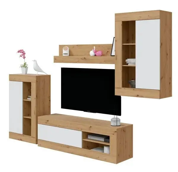 Mobile soggiorno TV modulare Rovere Nodi-Bianco Artik - Image 2