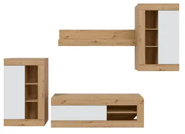Mobile soggiorno TV modulare Rovere Nodi-Bianco Artik - Image 3