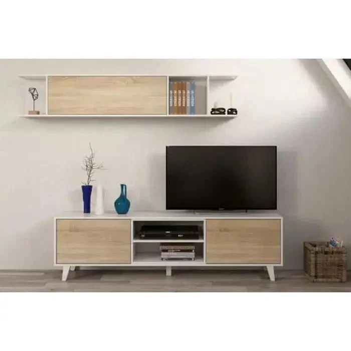 Mobile soggiorno zaiken 180x41x51h composto da base e pensile - Image 4