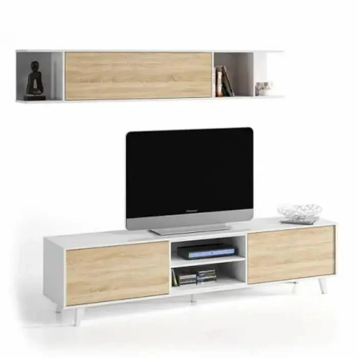 Mobile soggiorno zaiken 180x41x51h composto da base e pensile - Image 5