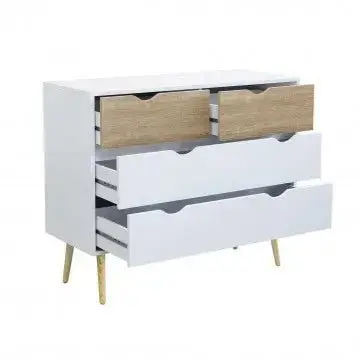 Mobile Terence: Legno Bianco e Naturale, cm 99x39x82 - Image 2