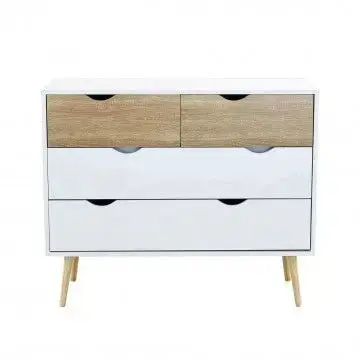 Mobile Terence: Legno Bianco e Naturale, cm 99x39x82 - Image 3