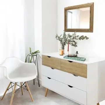 Mobile Terence: Legno Bianco e Naturale, cm 99x39x82 - Image 4