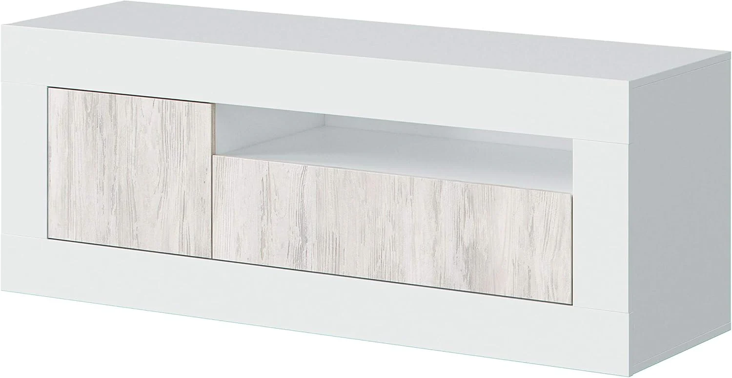 Mobile TV bianco Baltik - 139x42x53 cm con 3 ante e foro passacavi - Image 4