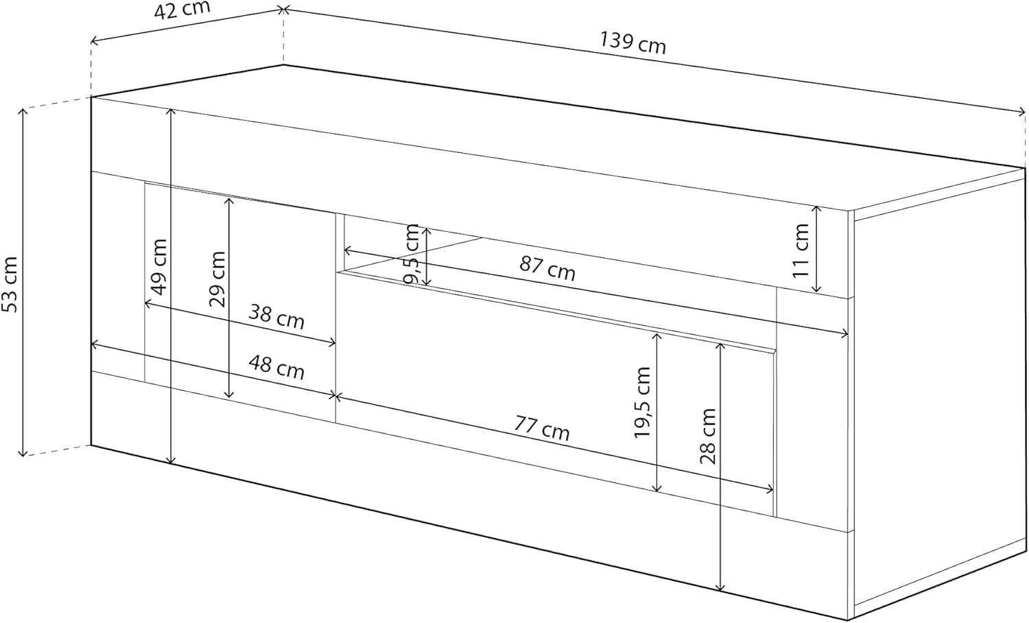 Mobile TV bianco Baltik - 139x42x53 cm con 3 ante e foro passacavi - Image 9