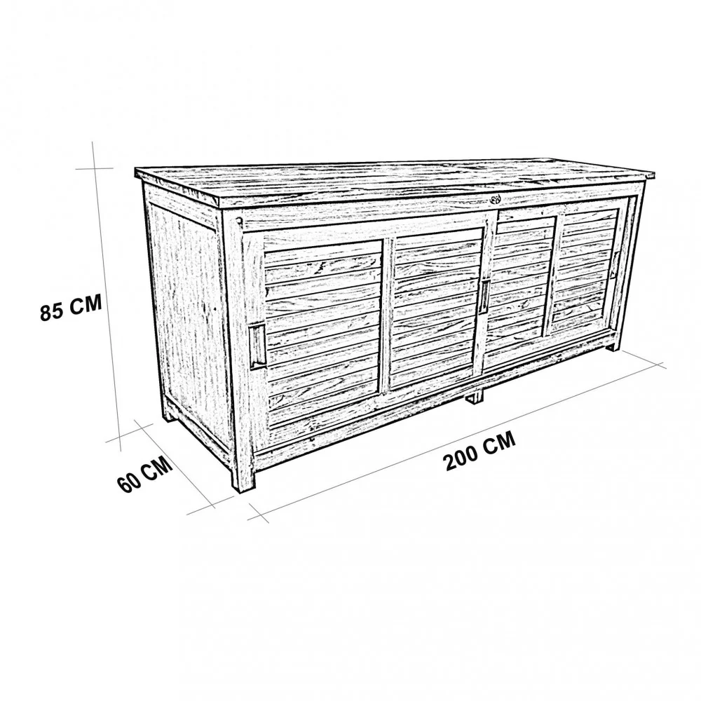 Mobile Weston 200 x 60 Marrone in Legno Teak massiccio - Mobile con 2 Ante Scorrevoli - Image 3