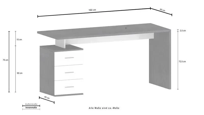 Scrivania New Selina da 160 cm in Legno con 3 cassetti - design moderno - Image 7