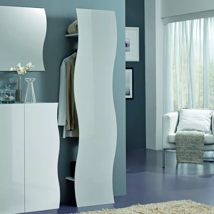 Appendiabiti Moderno Onda - Bianco Lucido, Made in Italy - Image 2