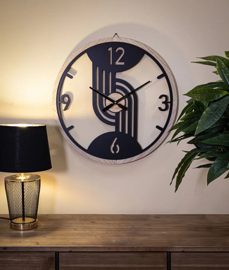 Orologio da muro elegante in metallo e legno cm ø 60x2,5 - Image 3