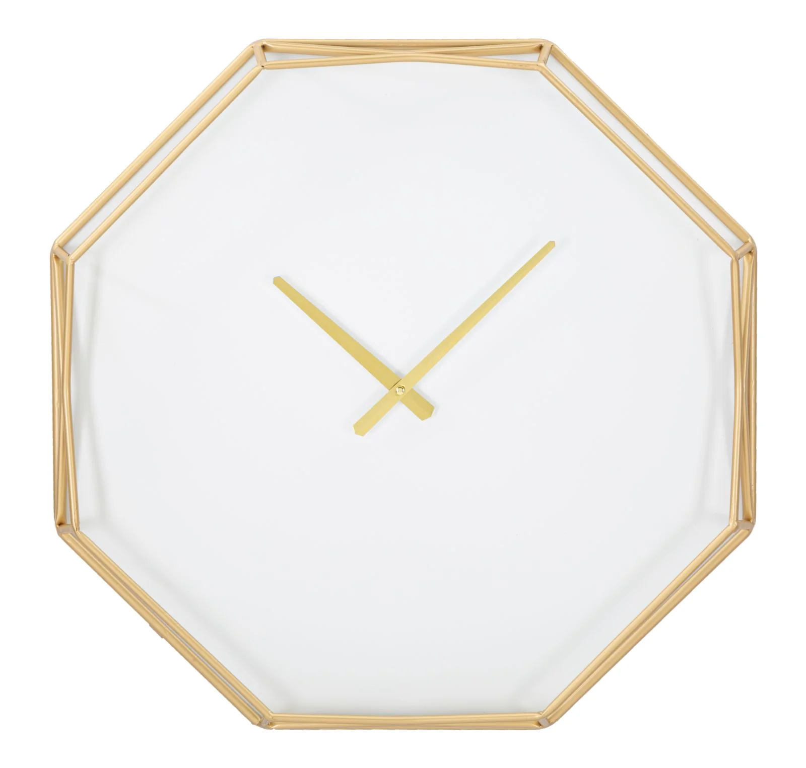 Orologio da muro ottagonale in metallo dorato 56 cm
