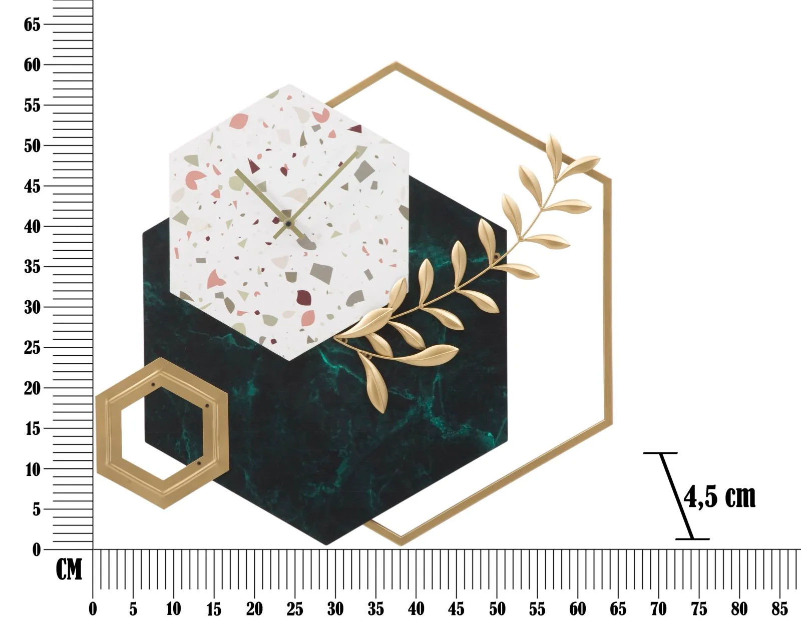 Orologio da muro esagonale dal design elegante 62x4,5x62 cm - Image 3