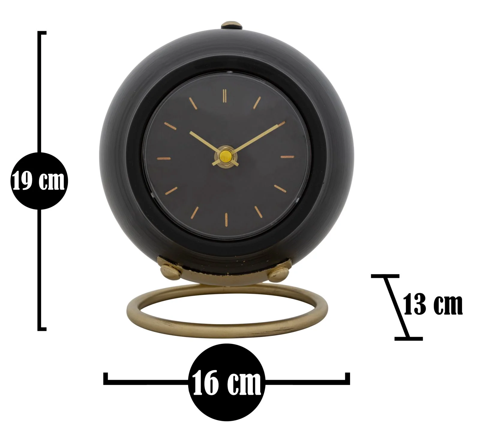 Orologio da tavolo elegante Ball Nero 16x13x19 cm - Image 2