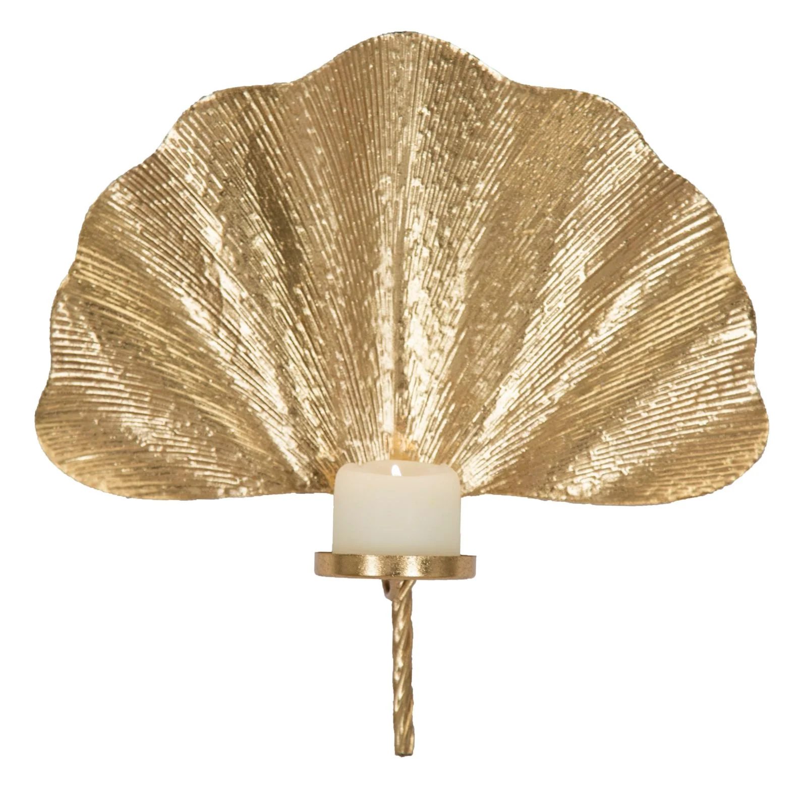 Portacandele da Muro Glam Leaf in Metallo Dorato 41x11,5x40 cm - Image 5