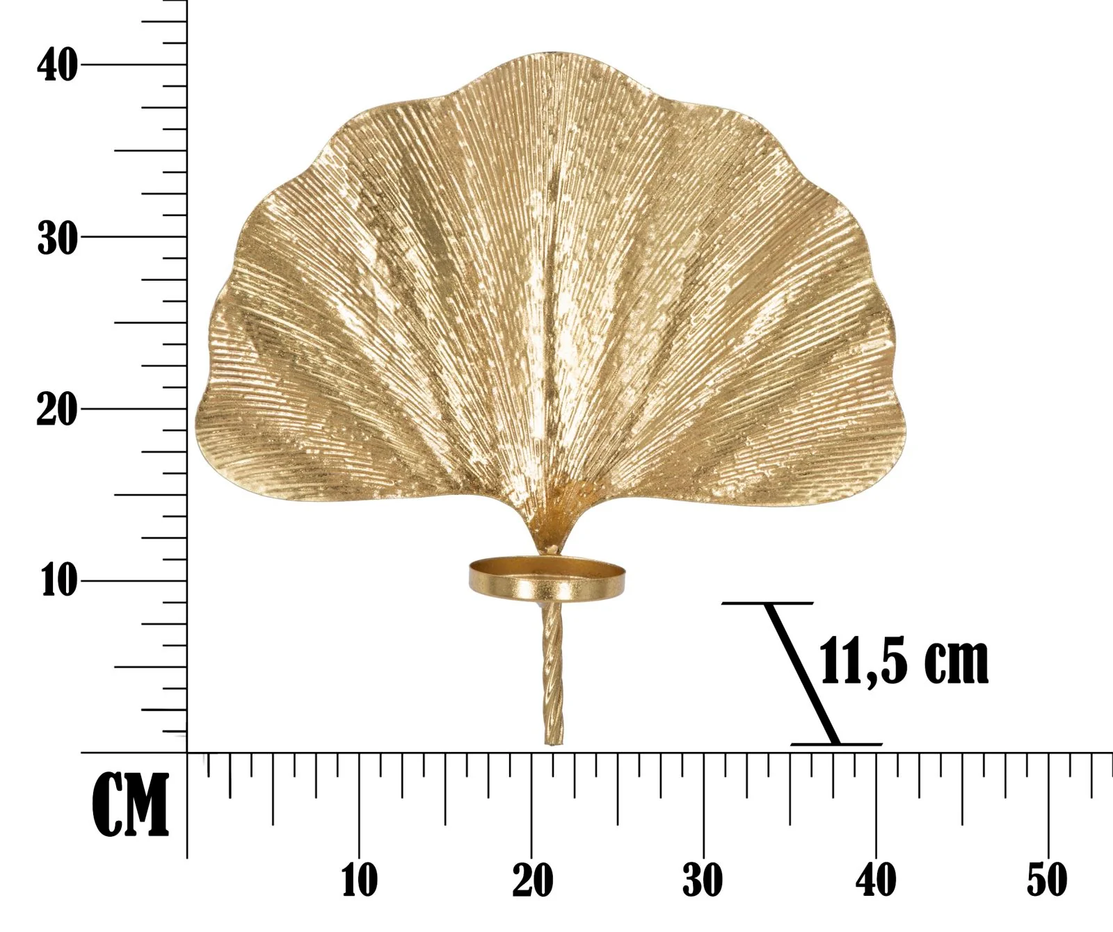 Portacandele da Muro Glam Leaf in Metallo Dorato 41x11,5x40 cm - Image 8
