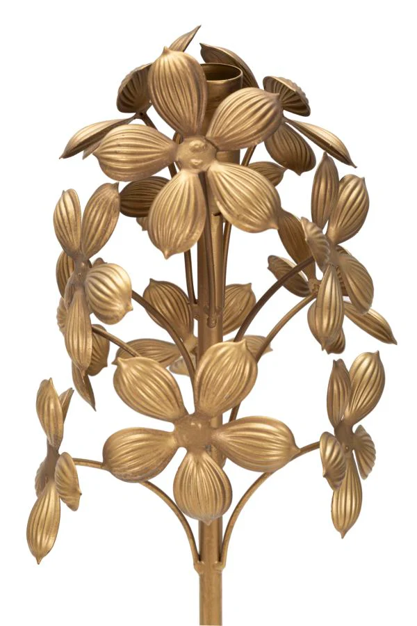 Portacandele Flowy in Metallo Dorato Ø 17 cm x 93 cm - Image 2