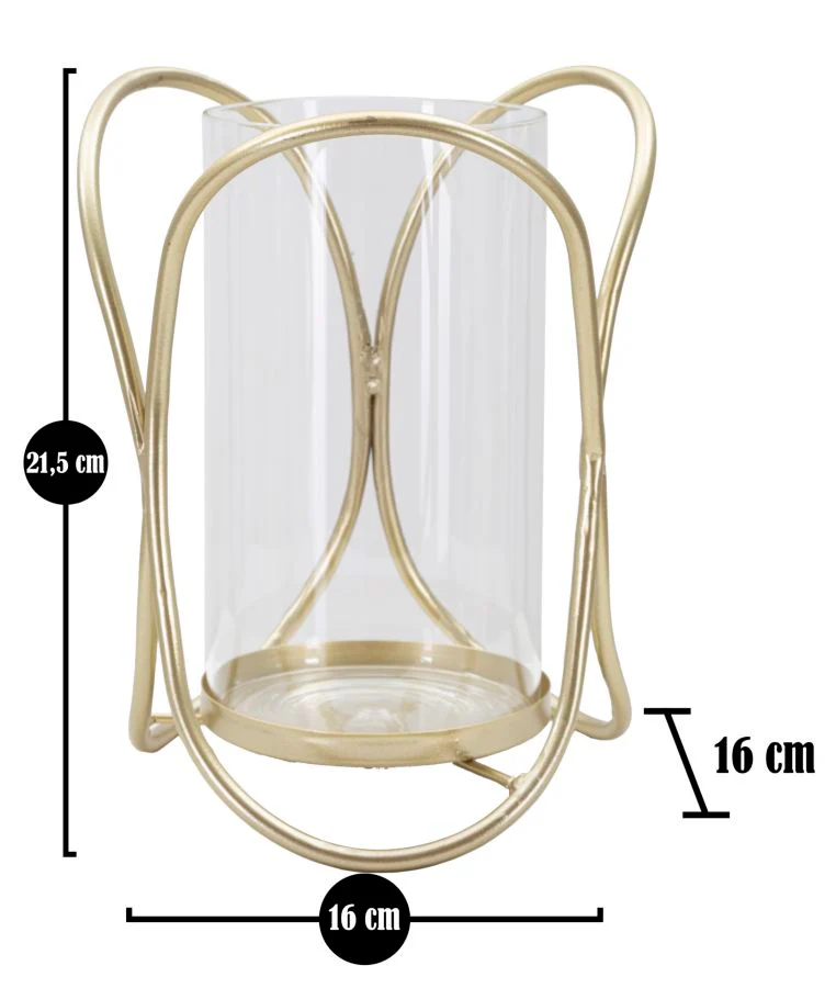 Portacandele Glox Oro Ø 16x21,5 cm - Image 6