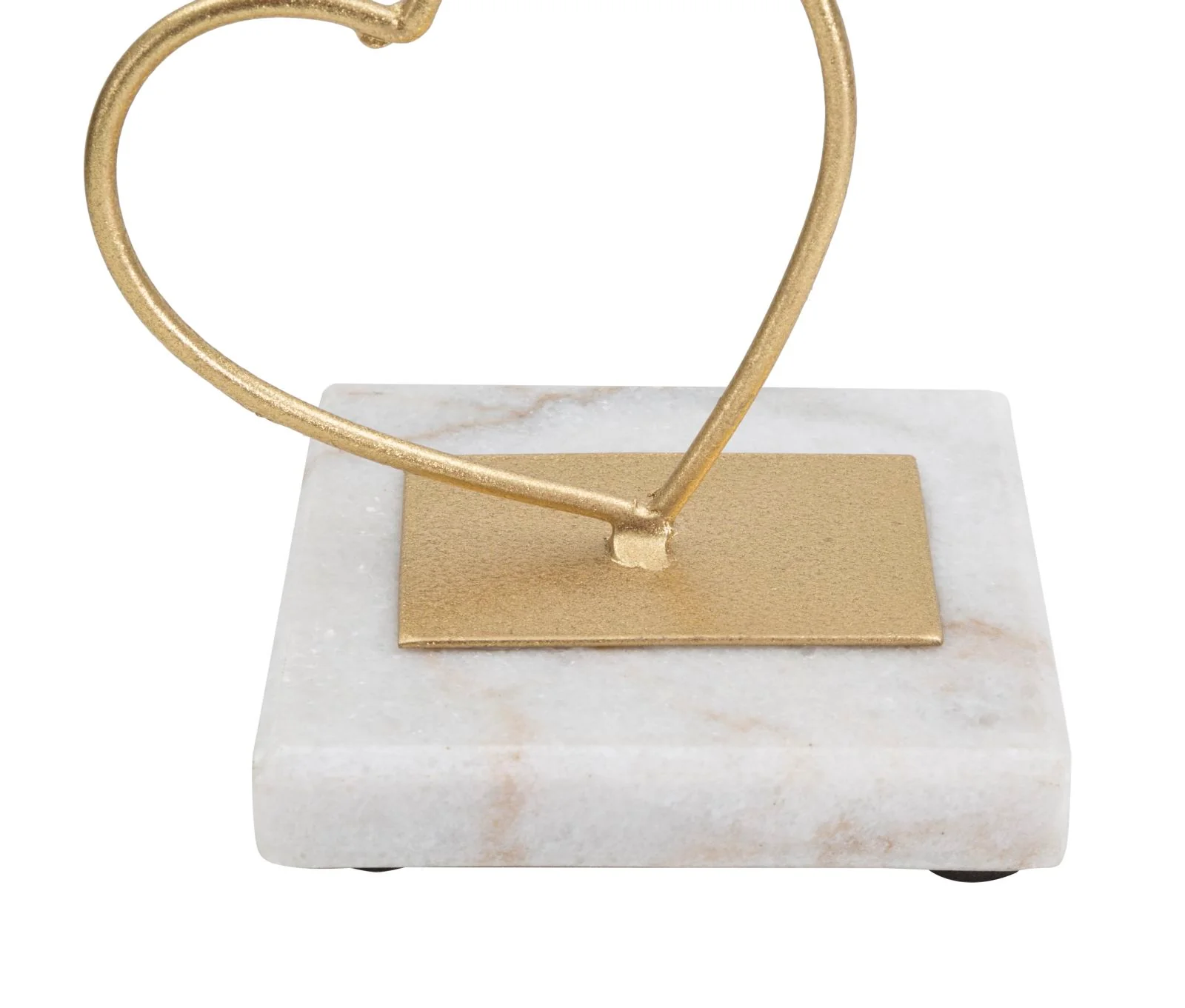 Portacandele a Cuore in Metallo Dorato con Base in Marmo - 14,5x10x32,5 cm - Image 3