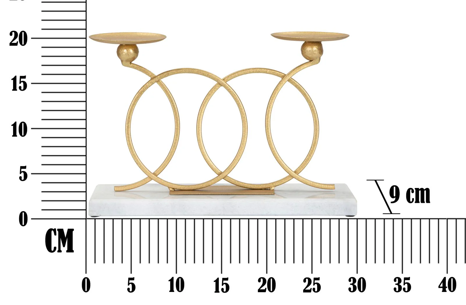 Portacandele Infinity Elegante in Metallo Dorato e Marmo Bianco 30x9x20 cm - Image 6