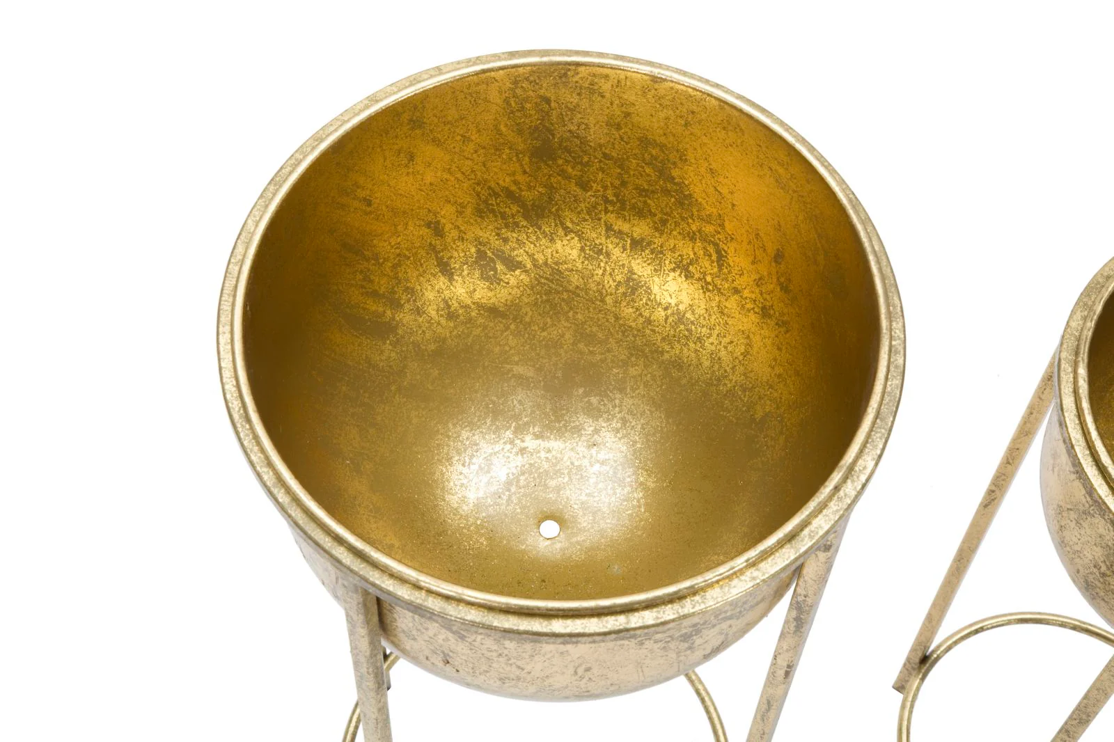 Coppia di Fioriere Glam in Metallo Dorato cm Ø 27x62 e 21,5x52 - Image 4