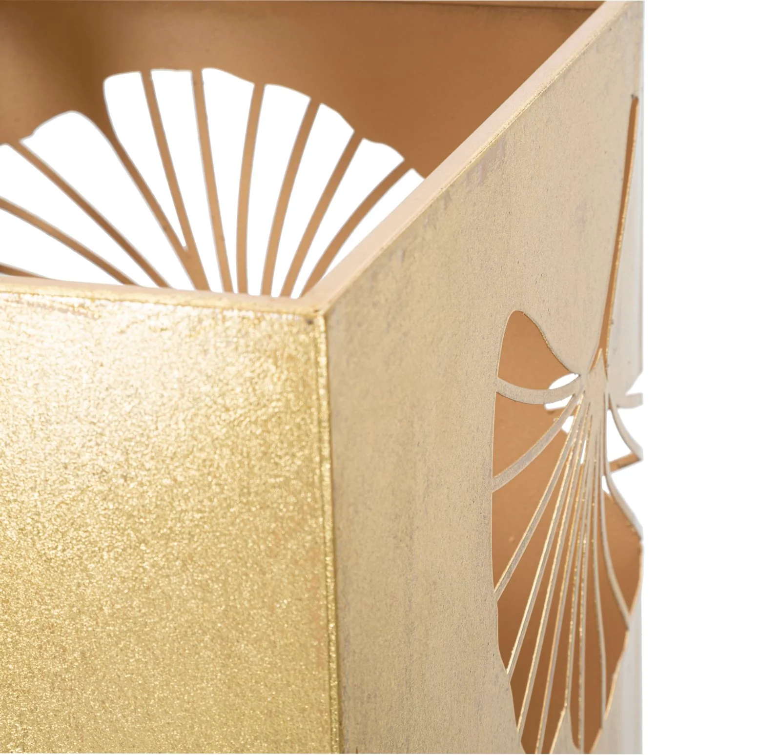 Portaombrelli intagliato in metallo dorato con design a foglia - cm 24x24x55 - Image 6