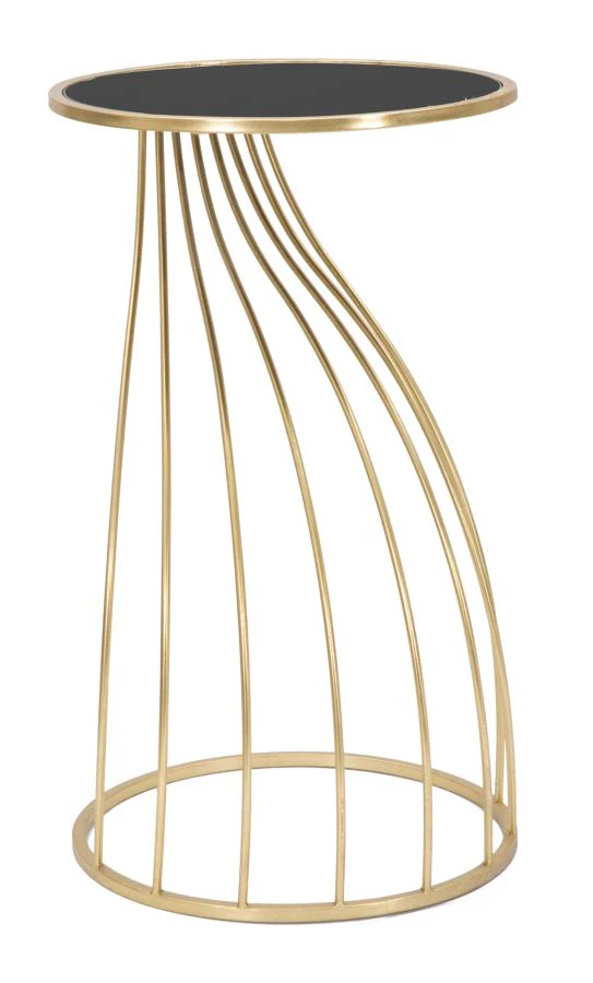 Tavolinetto Portatelefono Elegante in Metallo e Vetro Ø 43x73 cm - Image 2